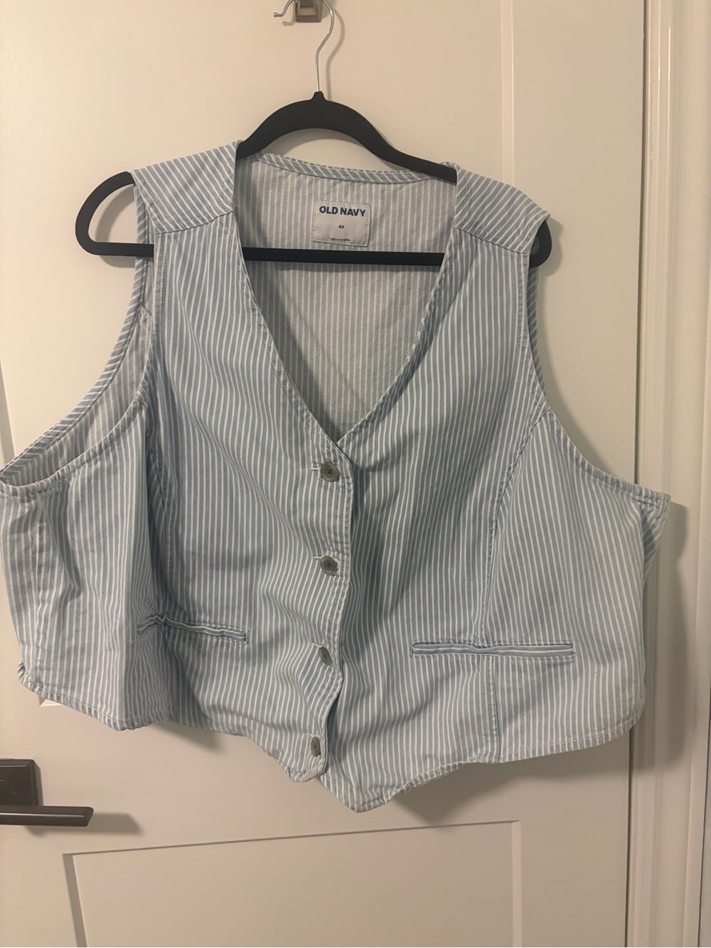 Old Navy Light Blue and White Striped Vest